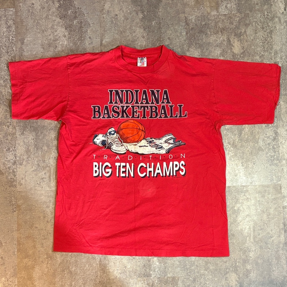 VTG 90s Adidas Indiana Basketball Red T-Shirt Single Stitch